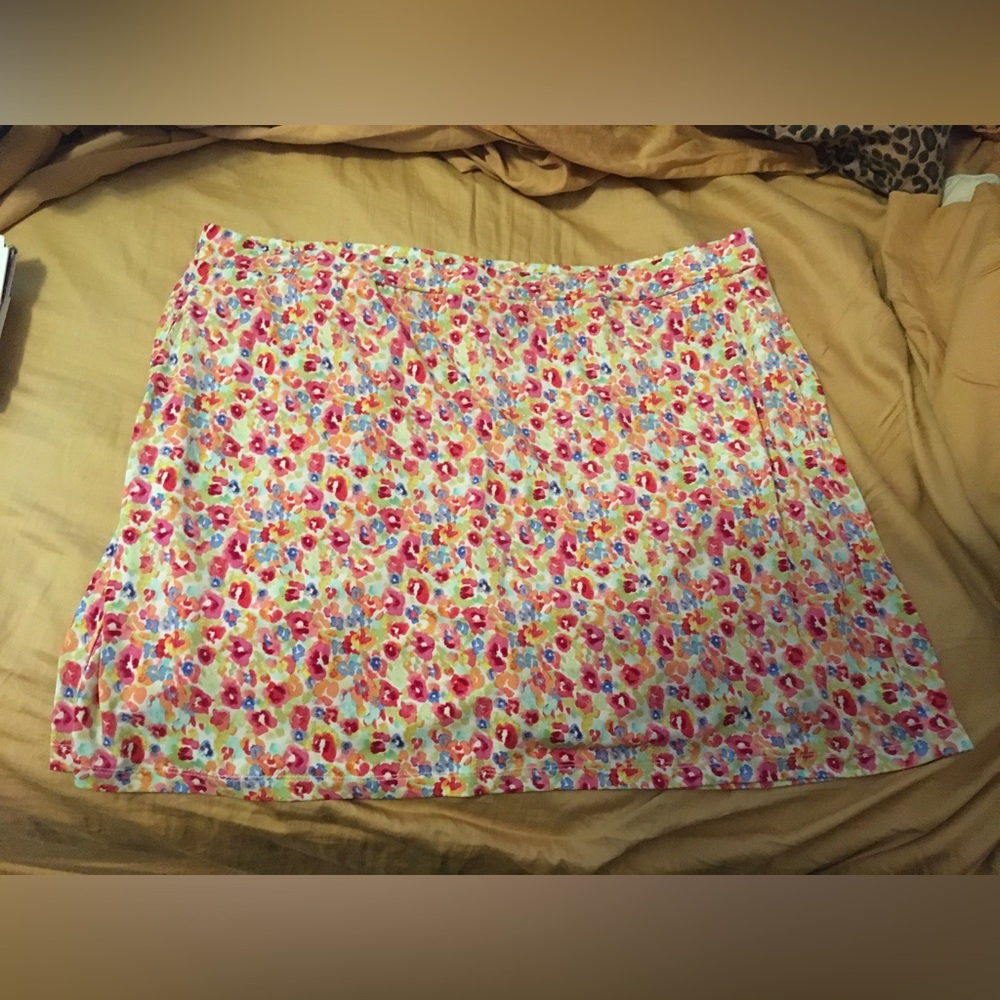 Pink Floral Skirt with Shorts and Pockets